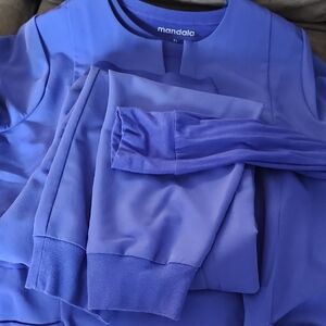 Mandala Periwinkle Scrub Top, Underscrub And Jogger and Pants Set